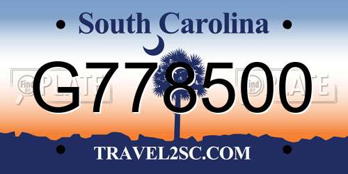 G778500 South Carolina License Plate