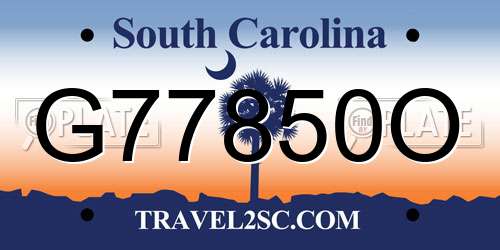 G77850O South Carolina License Plate