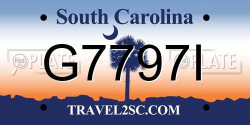 G7797I South Carolina License Plate