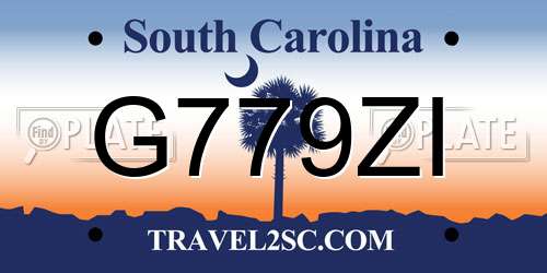 G779ZI South Carolina License Plate