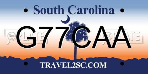 G77CAA South Carolina License Plate