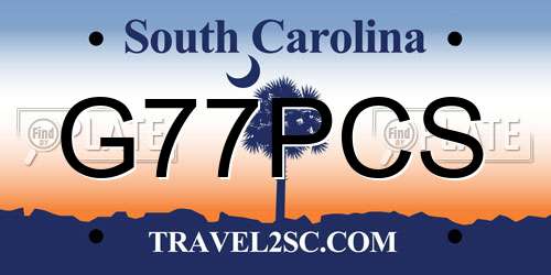 G77PCS South Carolina License Plate