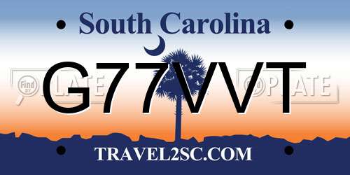 G77VVT South Carolina License Plate