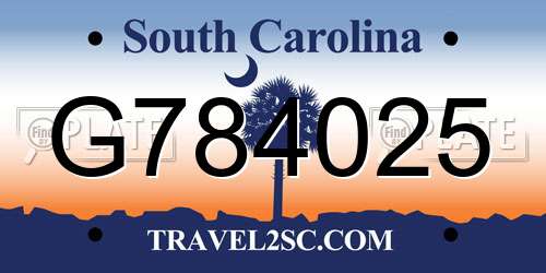 G784025 South Carolina License Plate