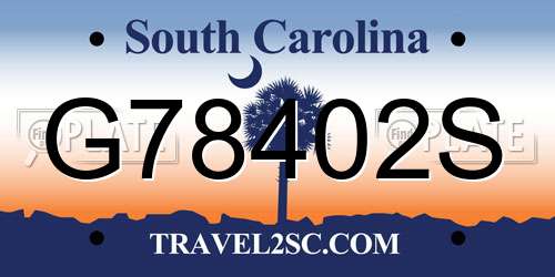 G78402S South Carolina License Plate