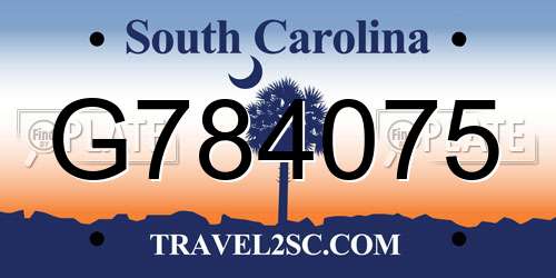 G784075 South Carolina License Plate