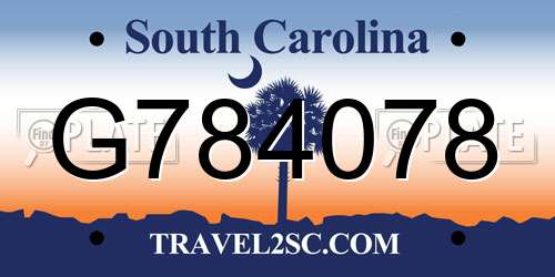G784078 South Carolina License Plate