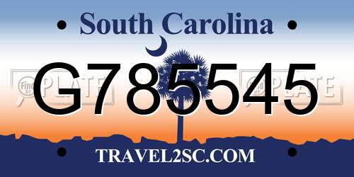 G785545 South Carolina License Plate