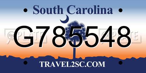 G785548 South Carolina License Plate