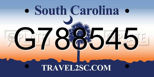 G788545 South Carolina License Plate