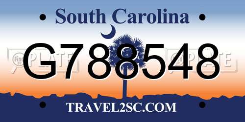 G788548 South Carolina License Plate