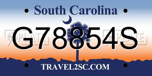 G78854S South Carolina License Plate