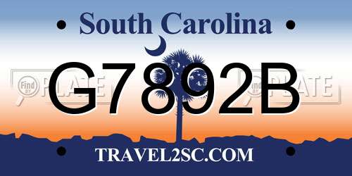 G7892B South Carolina License Plate