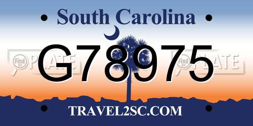 G78975 South Carolina License Plate