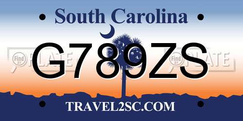 G789ZS South Carolina License Plate
