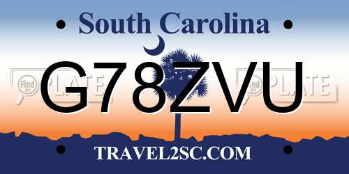 G78ZVU South Carolina License Plate