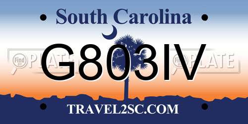 G803IV South Carolina License Plate