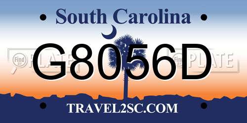 G8056D South Carolina License Plate