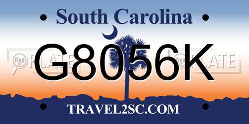 G8056K South Carolina License Plate