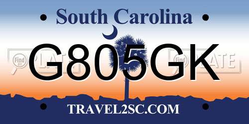 G805GK South Carolina License Plate