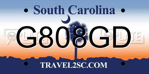 G808GD South Carolina License Plate