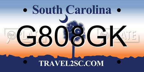 G808GK South Carolina License Plate