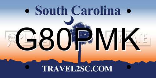 G80PMK South Carolina License Plate