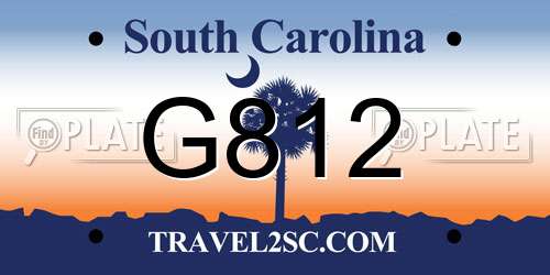 G812 South Carolina License Plate