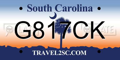 G817CK South Carolina License Plate