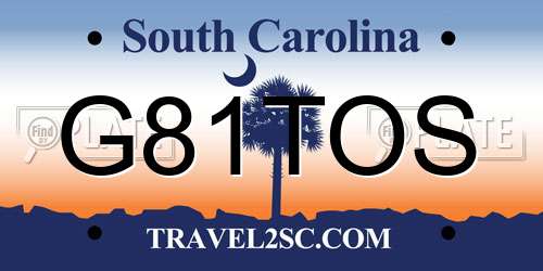 G81TOS South Carolina License Plate