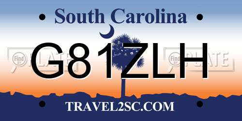 G81ZLH South Carolina License Plate