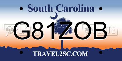 G81ZOB South Carolina License Plate