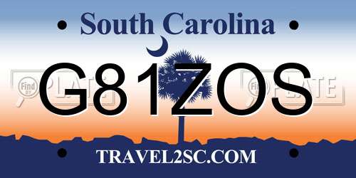 G81ZOS South Carolina License Plate