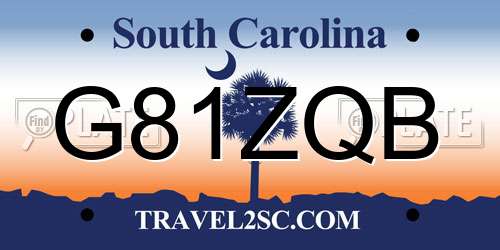 G81ZQB South Carolina License Plate
