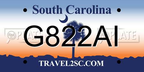 G822AI South Carolina License Plate