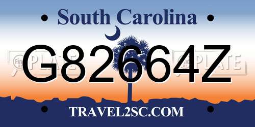 G82664Z South Carolina License Plate