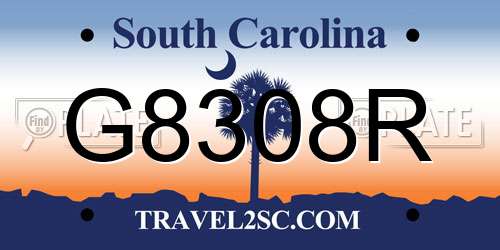 G8308R South Carolina License Plate
