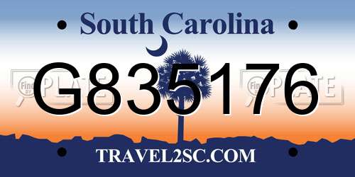 G835176 South Carolina License Plate