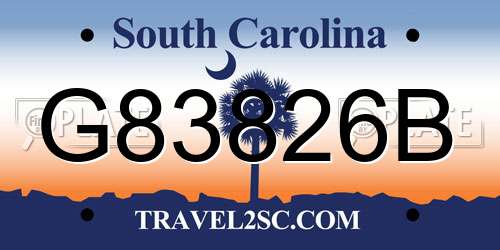 G83826B South Carolina License Plate