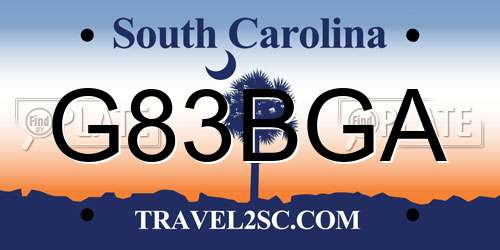 G83BGA South Carolina License Plate