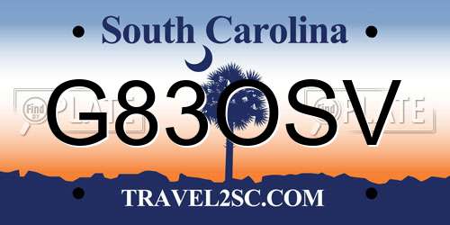 G83OSV South Carolina License Plate