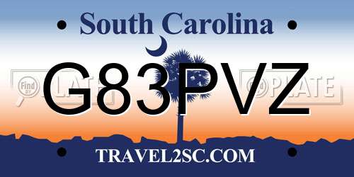 G83PVZ South Carolina License Plate