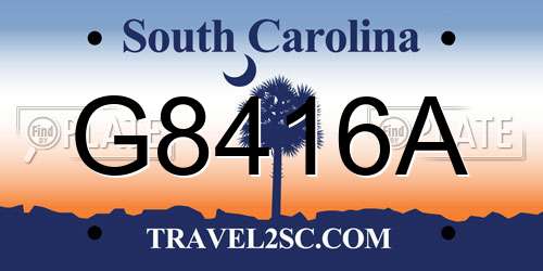 G8416A South Carolina License Plate