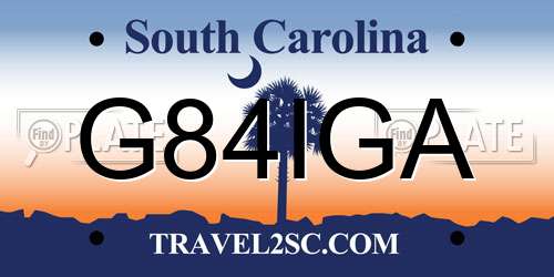 G84IGA South Carolina License Plate