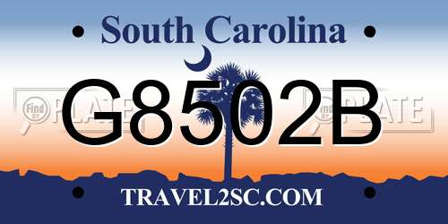 G8502B South Carolina License Plate