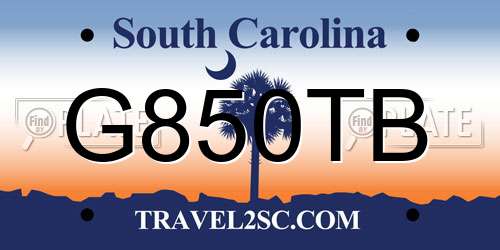 G850TB South Carolina License Plate
