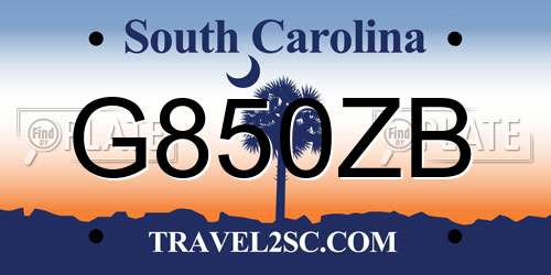 G850ZB South Carolina License Plate