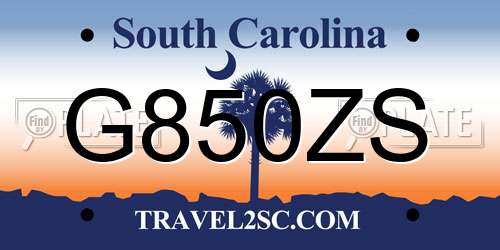 G850ZS South Carolina License Plate