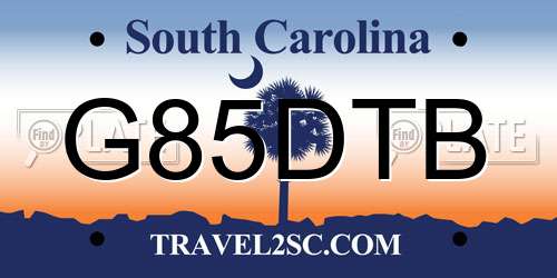 G85DTB South Carolina License Plate