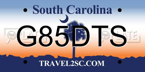 G85DTS South Carolina License Plate